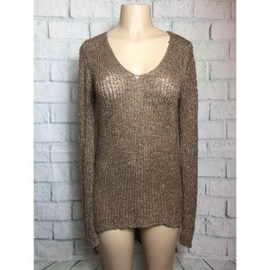 Umgee Long Sleeved Lace Brown Sweater Tunic